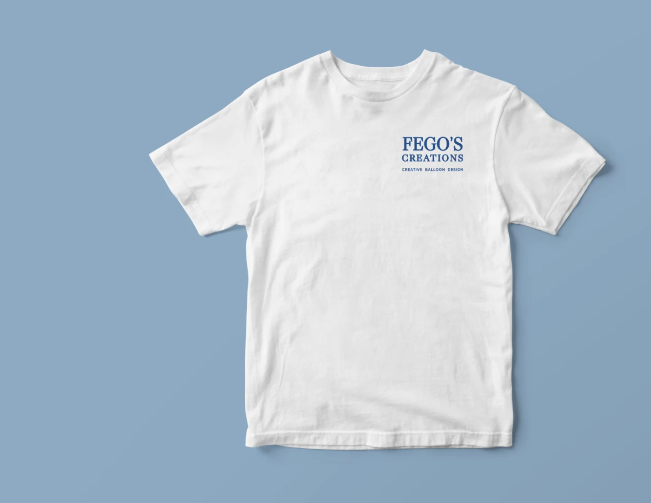 White Fego’s Creations branded team shirt mockup
